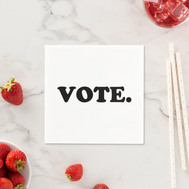 "Voter" serviette en papier blanc noir (En situation)