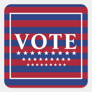 Voter Sticker Carré Red White Blue Stars