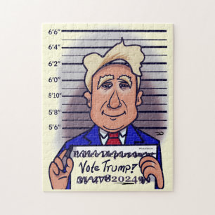 Voter Trump Pale Yellow Jigsaw Puzzle