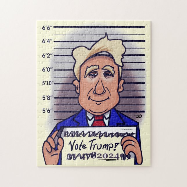 Voter Trump Pale Yellow Jigsaw Puzzle (Vertical)