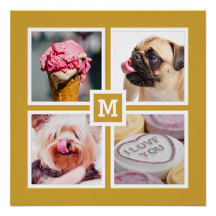 VOTRE 4 PHOTOS & MONOGRAM poster personnalisé