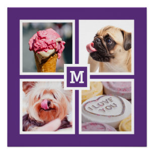 VOTRE 4 PHOTOS & MONOGRAM poster personnalisé