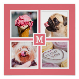 VOTRE 4 PHOTOS & MONOGRAM poster personnalisé