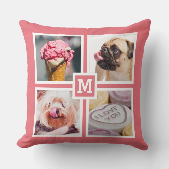 VOTRE 8 PHOTOS & MONOGRAM lancer oreiller (Recto)
