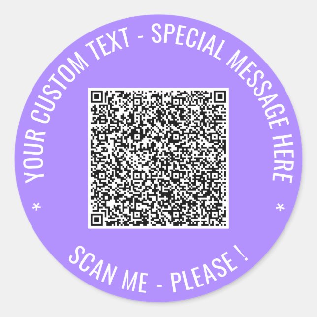 Votre autocollant de code QR avec texte et couleur (Devant)
