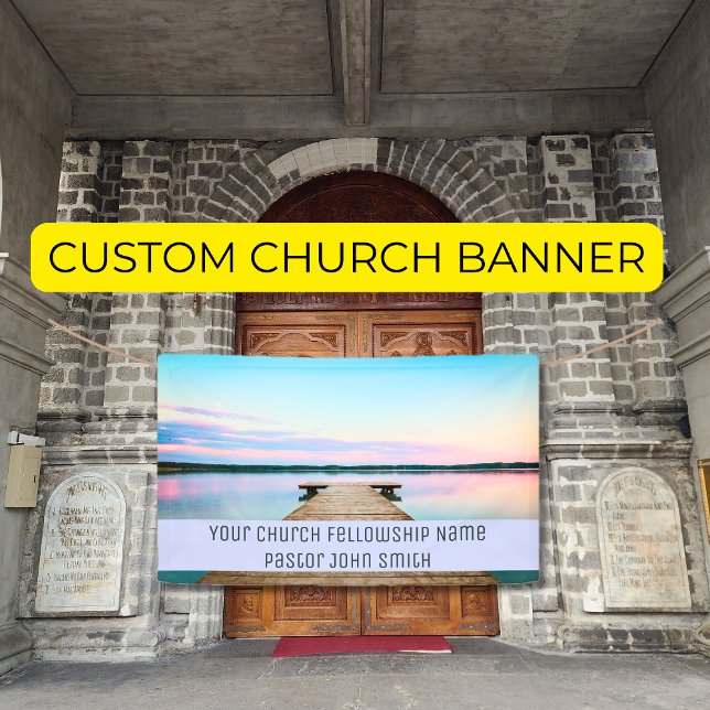 Votre bannière de ciel de quai de lac de communaut (Your Church Fellowship Lake Dock Sky Banner)