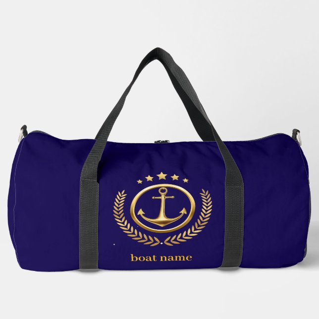 Votre bateau ou nom Ancre Sac de sport Navy (Recto)