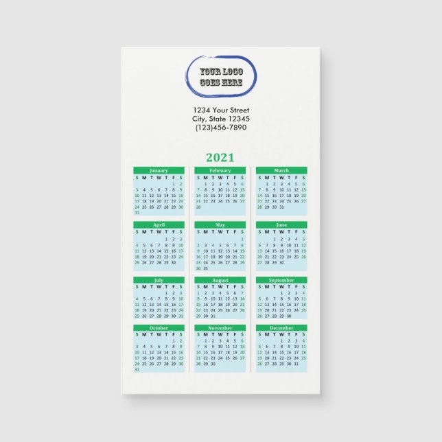 Votre Calendrier Vert Marqué 2021 (Devant)
