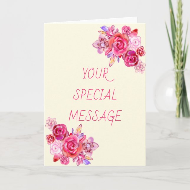 Votre carte de message texte spéciale avec Roses B (Devant)