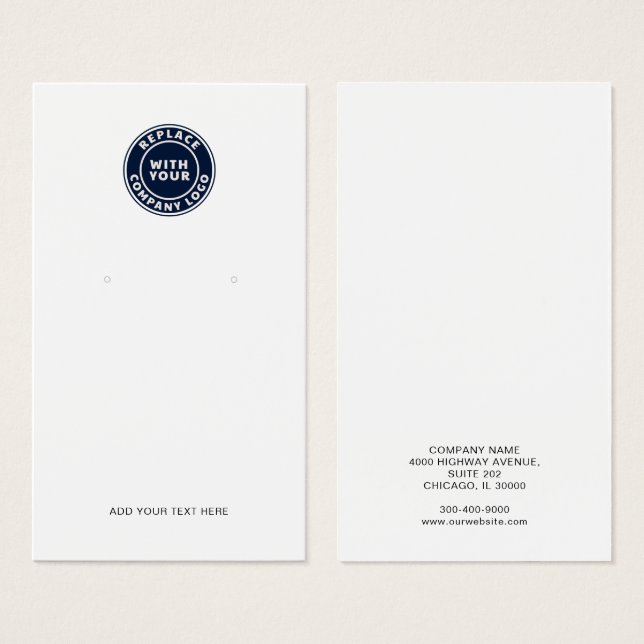 Votre carte de présentation de boucles d'oreilles  (Devant & derrière)