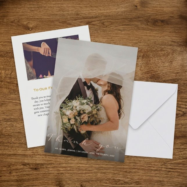 Votre carte de remerciements photo mariage (Your wedding photo thank you card.)