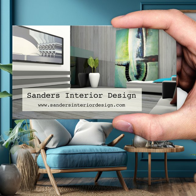 Votre carte de visite d'entreprise de design d'int (Interior design home decorator styling business card with transparent text area)