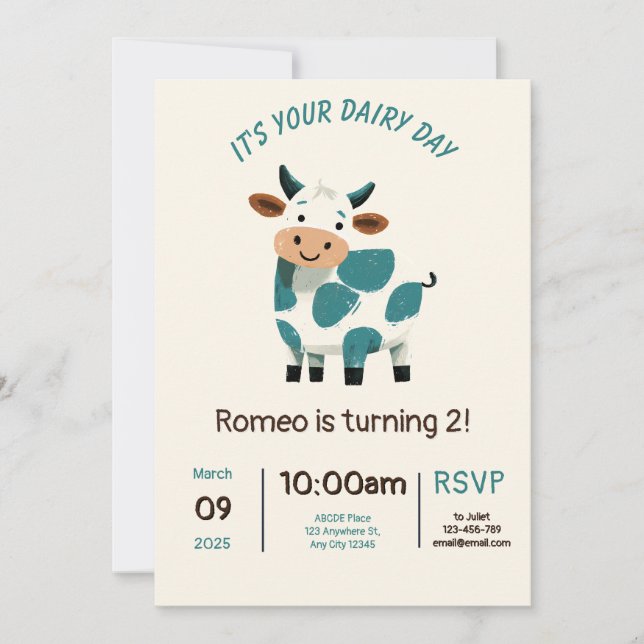 Votre carte d'invitation pour anniversaire de jour (Devant)