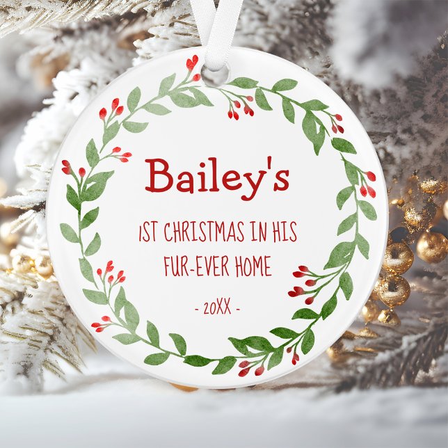 Votre chien photo aquarelle couronne 1er Noël (Créateur téléchargé)