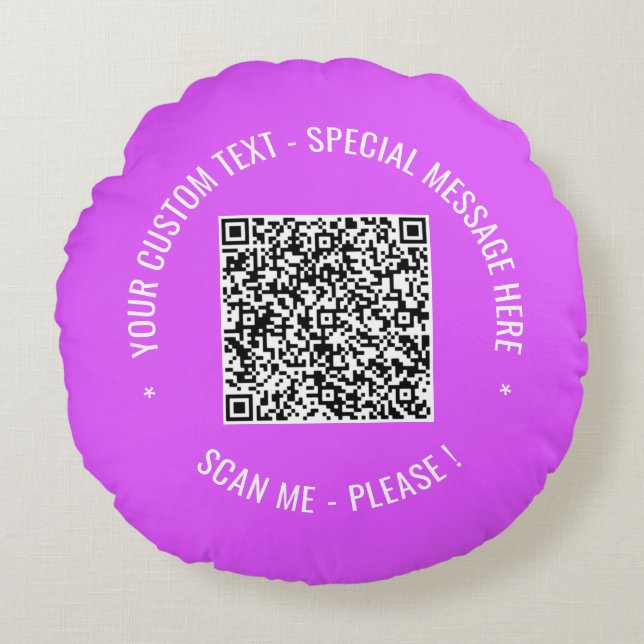 Votre code QR Coussin Ronde texte personnalisé Cho (Devant)
