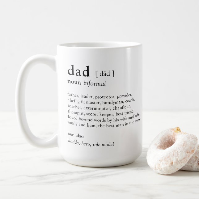 Votre définition de papa Photo Mug personnalisée (Avec donut)