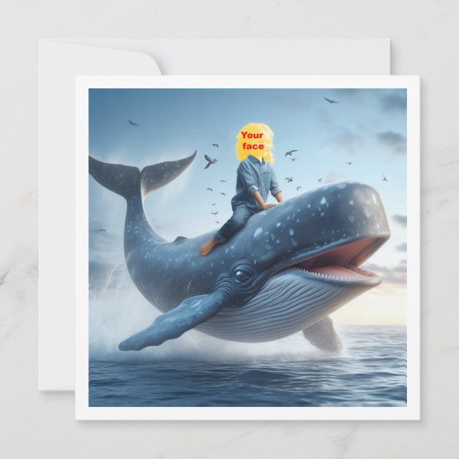 Votre enfant chevauchant une baleine, carte de vœu (Devant)