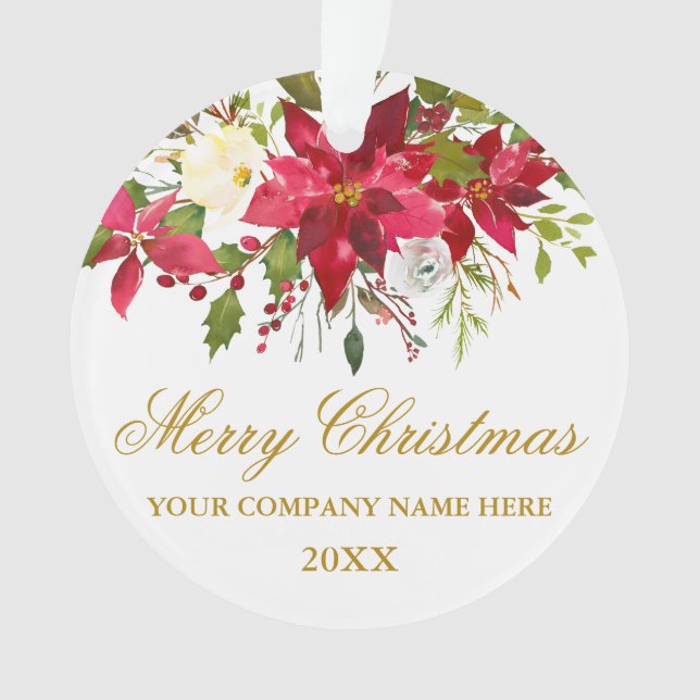 Votre entreprise Aquarelle Rouge Poinsettia Or Flo (devant)