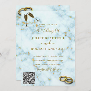 Votre Faire-part de mariage de Marbre blanc QR Cod