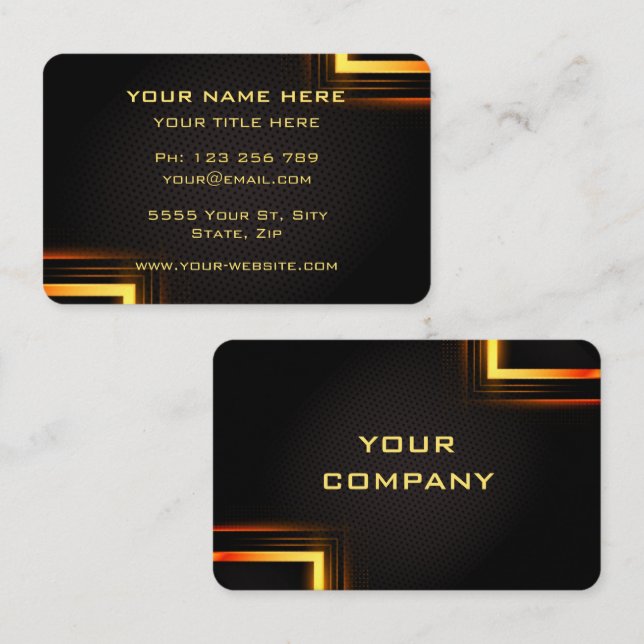 Votre Gold Black Professional Carte de visite doré (Devant / Derrière)