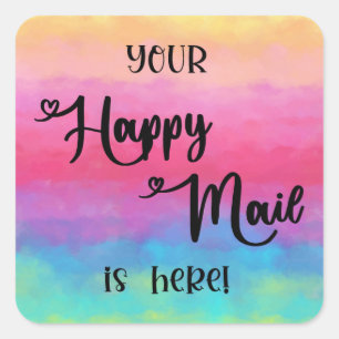 Votre Happy Mail Est Ici Rainbow Sticker Carré