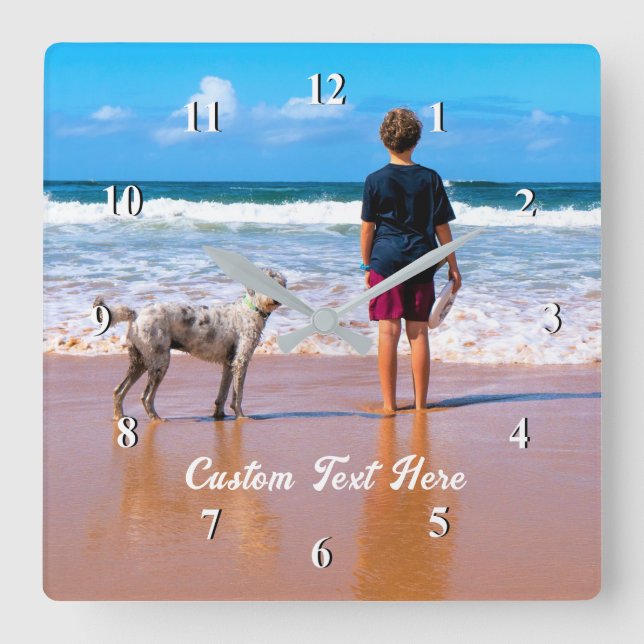 Votre horloge photo personnalisée avec du texte pe (Recto)