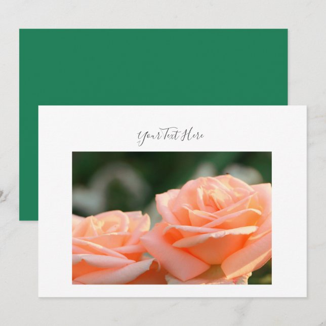 Votre invitation Fleurs de Rose à la Crème Texte (Devant / Derrière)