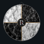 Votre lettre Cible de flechettes noir blanc chèque<br><div class="desc">Marbre blanc et noir personnalisé - Ajouter votre lettre / logo / année / numéro / plus</div>