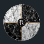 Votre lettre Cible de flechettes noir blanc chèque<br><div class="desc">Marbre blanc et noir personnalisé - Ajouter votre lettre / logo / année / numéro / plus</div>