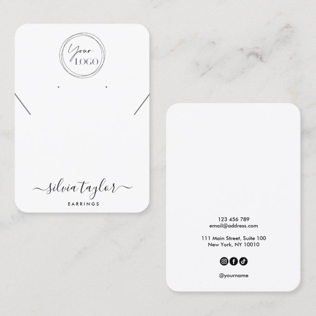 Votre logo bijoux collier d'oreille carte d'affich (Devant / Derrière)