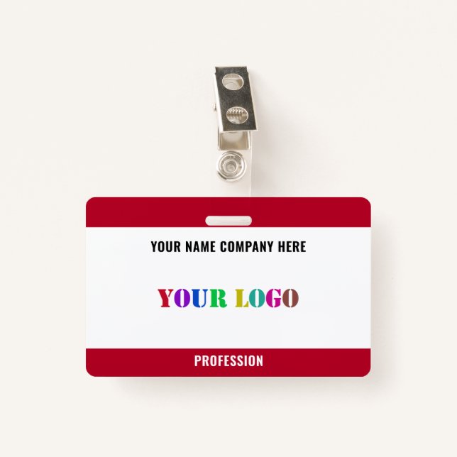 Votre logo d'entreprise ou nom photo Badges Modèle (Devant avec clip)