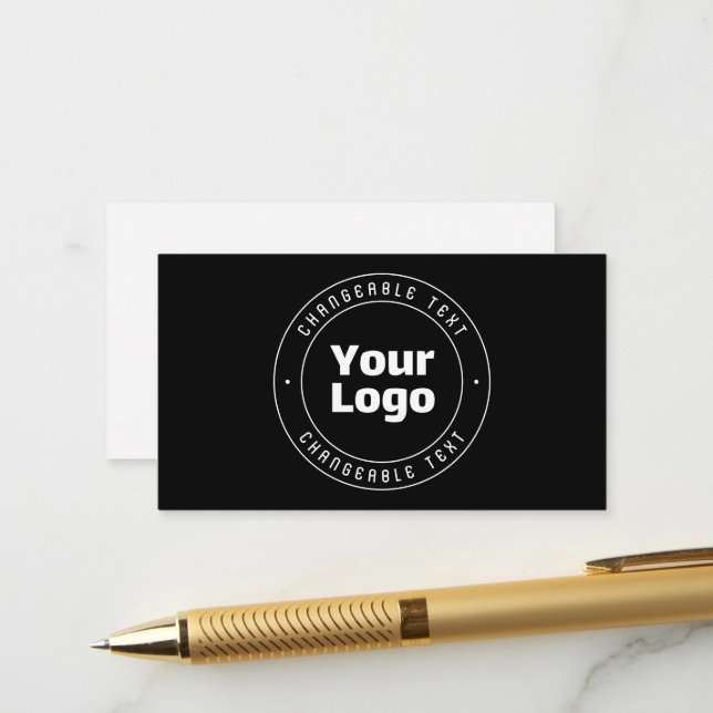 Votre logo et modèle de texte modifiable | Noir et (Devant/Arrière en situation)