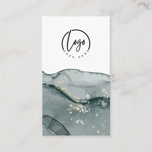Votre logo Gris Abstrait Marbre Carte de visite (Devant)