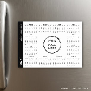 Votre logo Ici 2026 blanc Calendrier magnétique