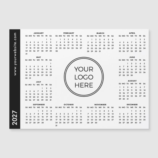 Votre logo ici 2027 Calendrier magnétique blanc (Devant)