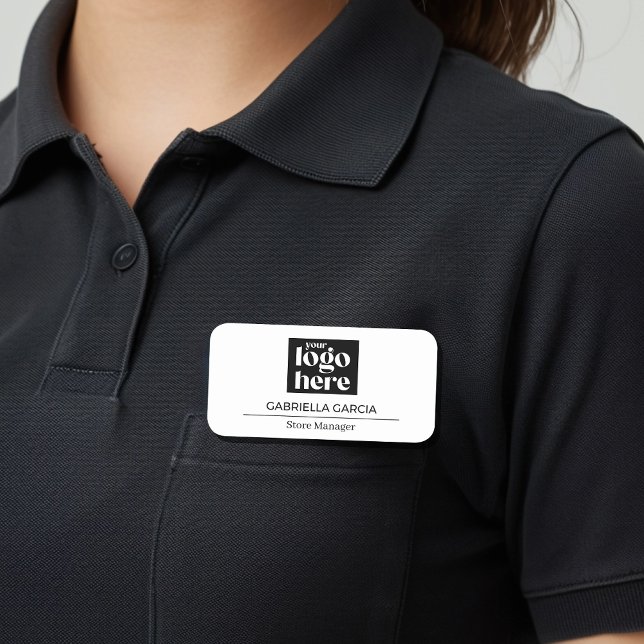 Votre logo ici Étiquette nominative moderne (Customize this name tag for a branded image in your business. Choose magnetic or pin back.)