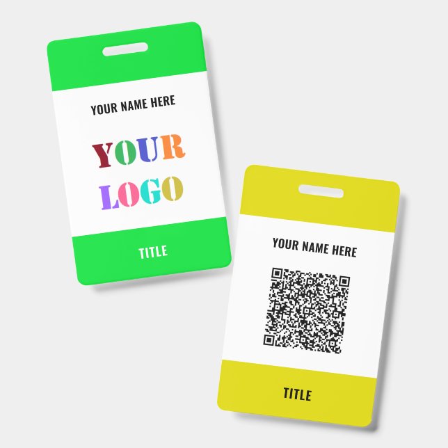 Votre logo ou photo et code QR Nom Badge d'entrepr (Avant & arrière)