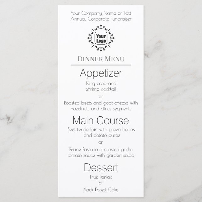 Votre logo personnalisé sur le menu blanc moderne (Devant)