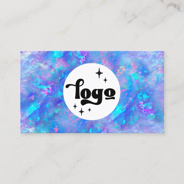 votre logo sur bleu opal texture carte de visite (Devant)