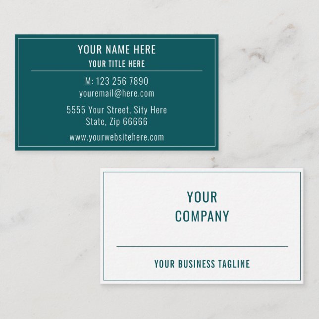 Votre modèle de carte de visite Design Deux couleu (Devant / Derrière)