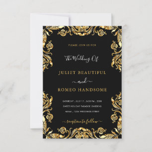 Votre modèle de faire-part de mariage noir or Desi