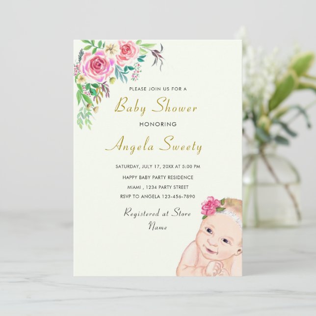 Votre Modèle Invitation Baby shower Design Cute (Debout devant)