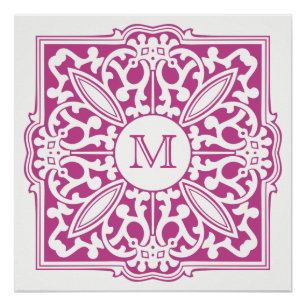 VOTRE MONOGRAM dans cadre décoratif poster personn