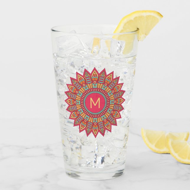 Votre Monogramme dans le verre à pinte Boho Frame (Dos glace)