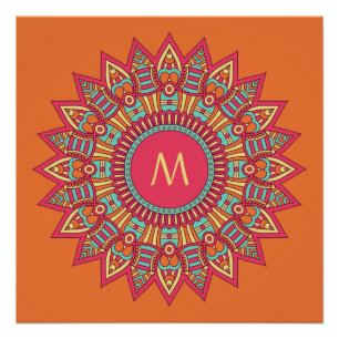 Votre Monogramme dans un cadre Boho poster personn