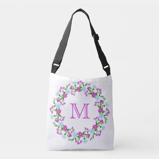 Votre Monogramme dans un cadre de fleurs sacs pers (Devant)