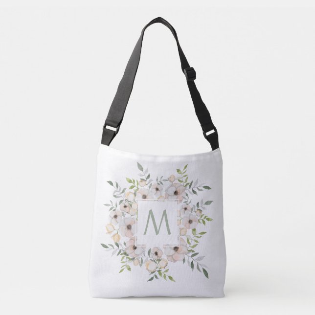 Votre Monogramme dans un cadre de fleurs sacs pers (Devant)