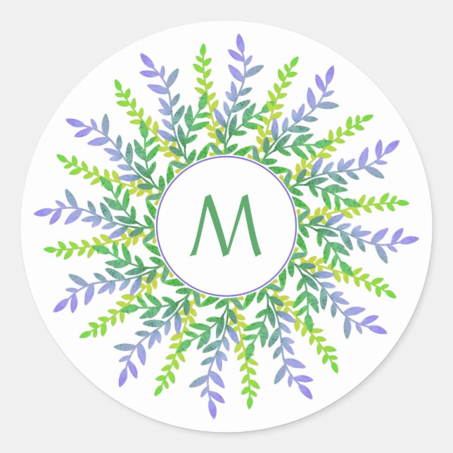 Votre Monogramme dans un cadre feuille autocollant (Devant)