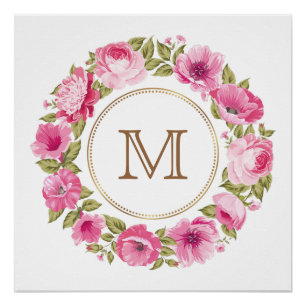 Votre monogramme dans une affiche de coutume de