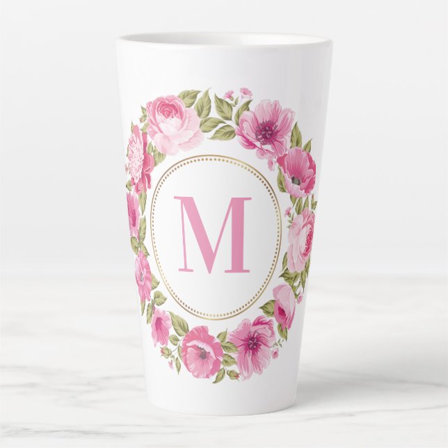 VOTRE Monogramme en Flower Cadre latte mug (Devant)